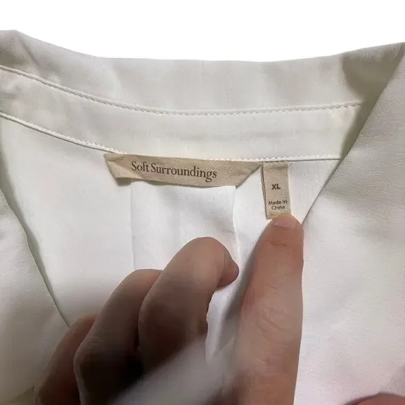 Soft Surroundings Lorenza White Embroidered Puff Sleeve Blouse Women’s XL - Picture 4 of 12